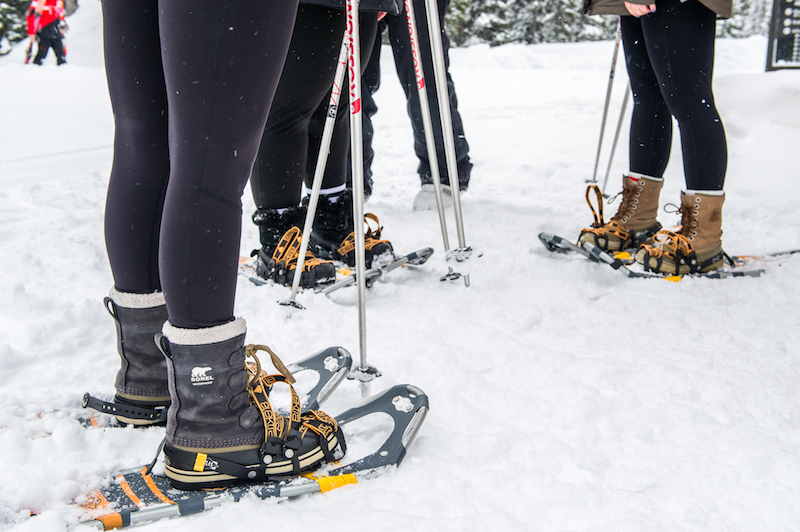 Snowshoes are available for rent at in the Village Centre Mall.